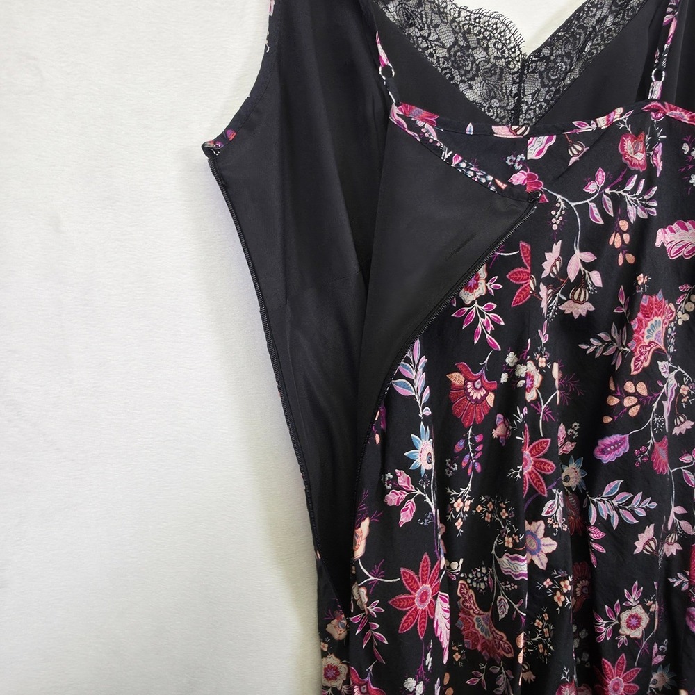 Boho Lace Whimsigoth Dress Women L Black Floral Romantic Slip Babydoll Maxi Date - Picture 13 of 15